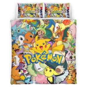 Housse De Couette Pokémon – Tous les Personnages Parure de lit Ensemble De Literie