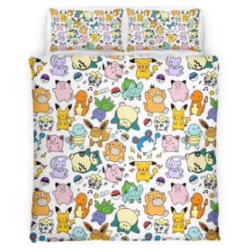 Housse De Couette Pokémon – Tous les Personnages 5 Parure de lit Ensemble De Literie