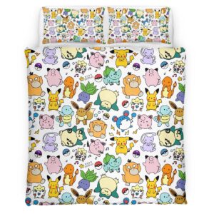 Housse De Couette Pokémon – Tous les Personnages 5 Parure de lit Ensemble De Literie