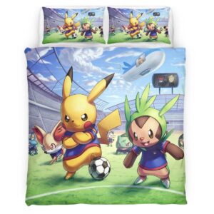 Housse De Couette Pikachu Football Pokémon 2 Parure de lit Ensemble De Literie