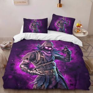 Alternative view of Housse De Couette Raven Violet Néon Fortnite Skin 07 Parure de lit Ensemble De Literie