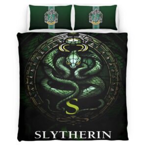 Housse De Couette Maison Serpentard Harry Potter – Logo Vert 02 Parure de lit Ensemble De Literie