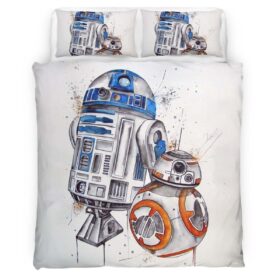 Housse De Couette Vaisseau Star Wars et Droïdes Parure de lit Ensemble De Literie