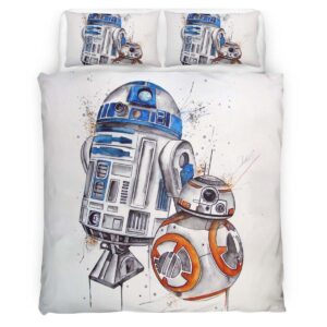 Housse De Couette Vaisseau Star Wars et Droïdes Parure de lit Ensemble De Literie