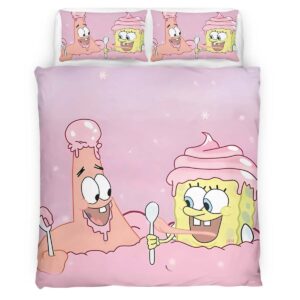 Housse De Couette Bob l’éponge et Patrick l’étoile de mer 2 Parure de lit Ensemble De Literie