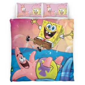 Housse De Couette Bob l’éponge et Patrick l’étoile de mer 3 Parure de lit Ensemble De Literie