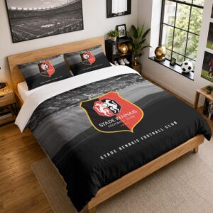 Housse De Couette Stade Rennais FC 3 Parure de lit Ensemble De Literie - SRFC Ligue 1
