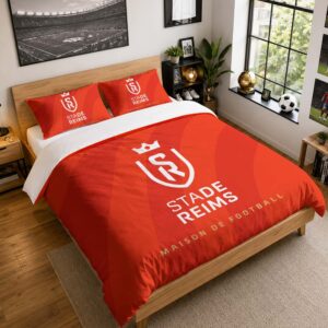 Housse De Couette Stade de Reims 08 Parure de lit Ensemble De Literie - SDR Ligue 1