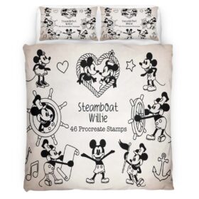 Housse De Couette Mickey Mouse Steamboat Willie Parure de lit Ensemble De Literie