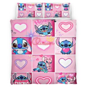 Housse De Couette Stitch Rose Heureux Parure de lit Ensemble De Literie