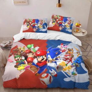 Alternative view of Housse De Couette Personnages Super Mario et Sonic 2 Parure de lit Ensemble De Literie