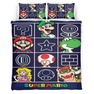 Housse De Couette Personnages Super Mario 46 Parure de lit Ensemble De Literie