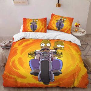 Alternative view of Housse De Couette Les Simpson Motos Homer et Bart Simpson Parure de lit Ensemble De Literie
