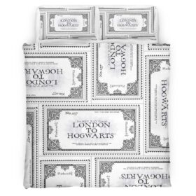 Housse De Couette Billet Poudlard Express Quai 9¾ Harry Potter 02 Parure de lit Ensemble De Literie