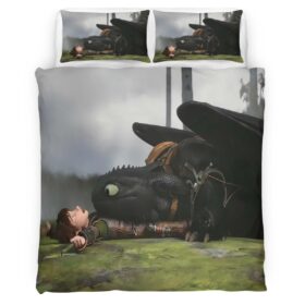 Housse De Couette Krokmou et Harold Dragons 04 Parure de lit Ensemble De Literie