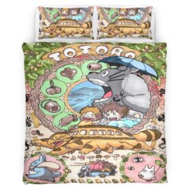 Housse De Couette Totoro à l’Arrêt de Bus Parure de lit Ensemble De Literie