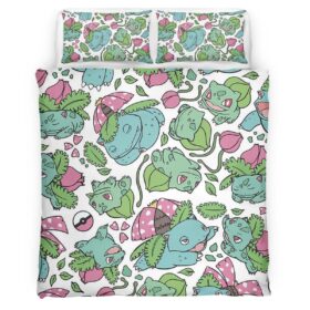 Housse De Couette Florizarre, Herbizarre & Bulbizarre Pokémon Parure de lit Ensemble De Literie