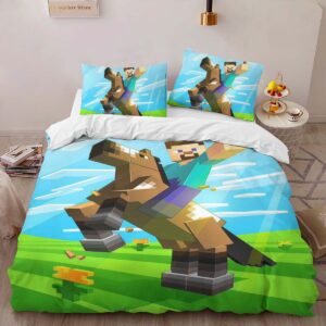 Alternative view of Housse De Couette Herobrine personnage Minecraft à cheval Parure de lit Ensemble De Literie