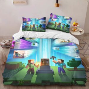 Alternative view of Housse De Couette Minecraft Steve et Alex Parure de lit Ensemble De Literie