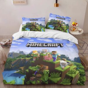 Alternative view of Housse De Couette Minecraft Tous les Personnages Steve et Loup Parure de lit Ensemble De Literie