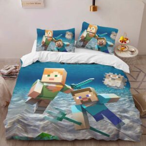 Alternative view of Housse De Couette Minecraft Personnages Sous-Marins Parure de lit Ensemble De Literie