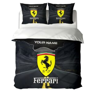 Housse de Couette Ferrari – Parure de Lit Voiture de Luxe à Motif
