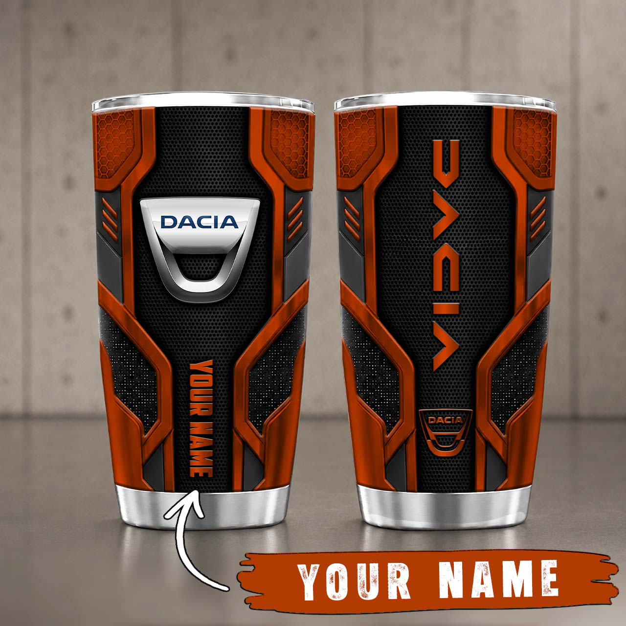 Gobelet Isotherme Dacia 20oz | Mug de Voyage Armure Carbone 3D – Image 4