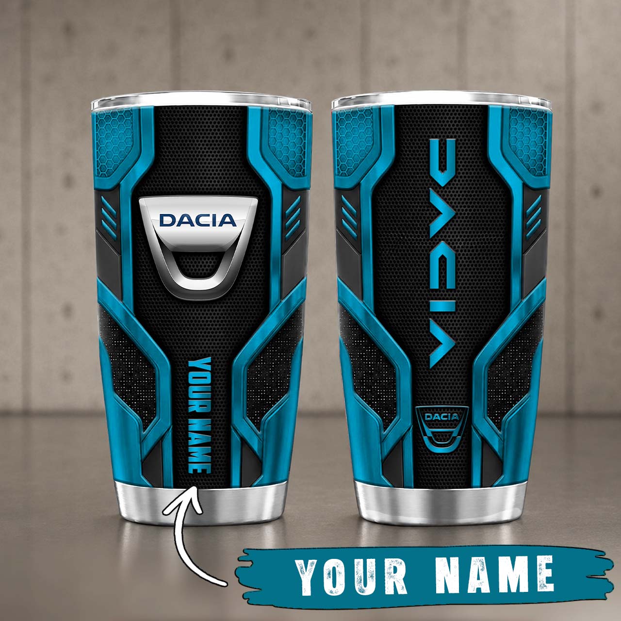 Gobelet Isotherme Dacia 20oz | Mug de Voyage Armure Carbone 3D – Image 3