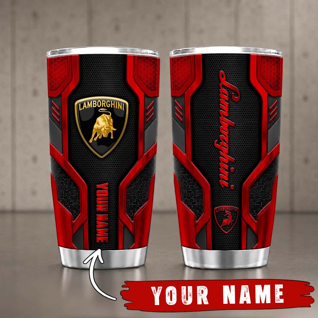 Gobelet Isotherme Lamborghini 20oz | Mug de Voyage Armure Carbone 3D