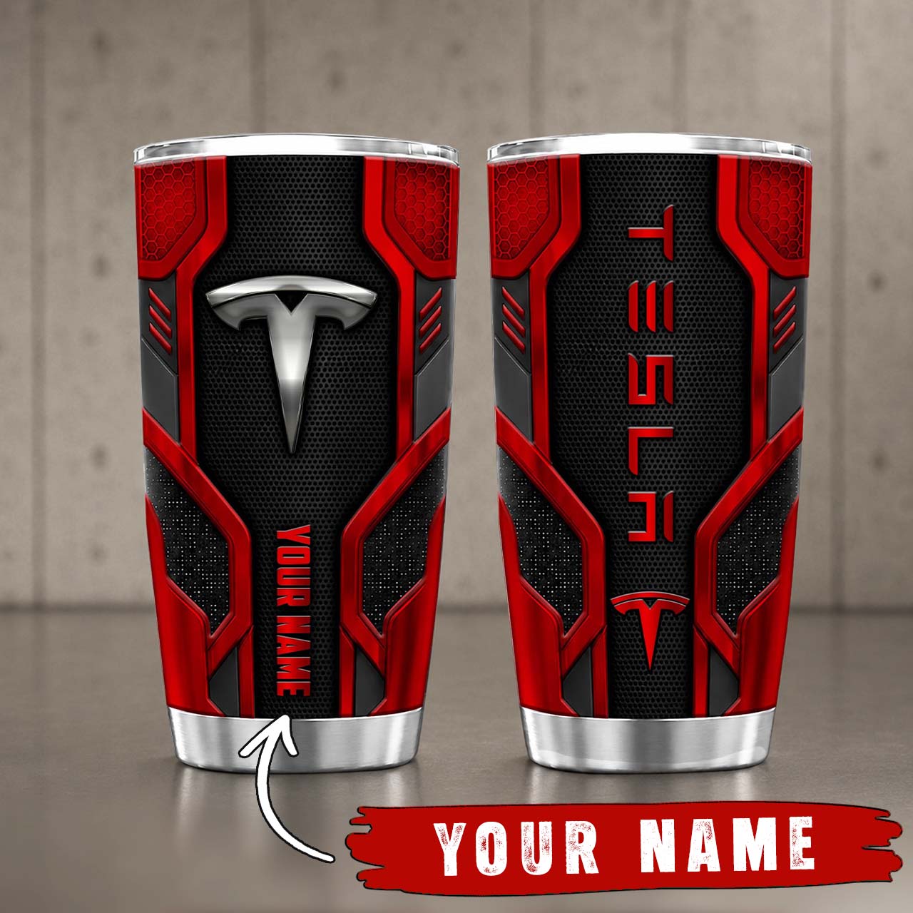 Gobelet Isotherme Tesla 20oz | Mug de Voyage Armure Carbone 3D