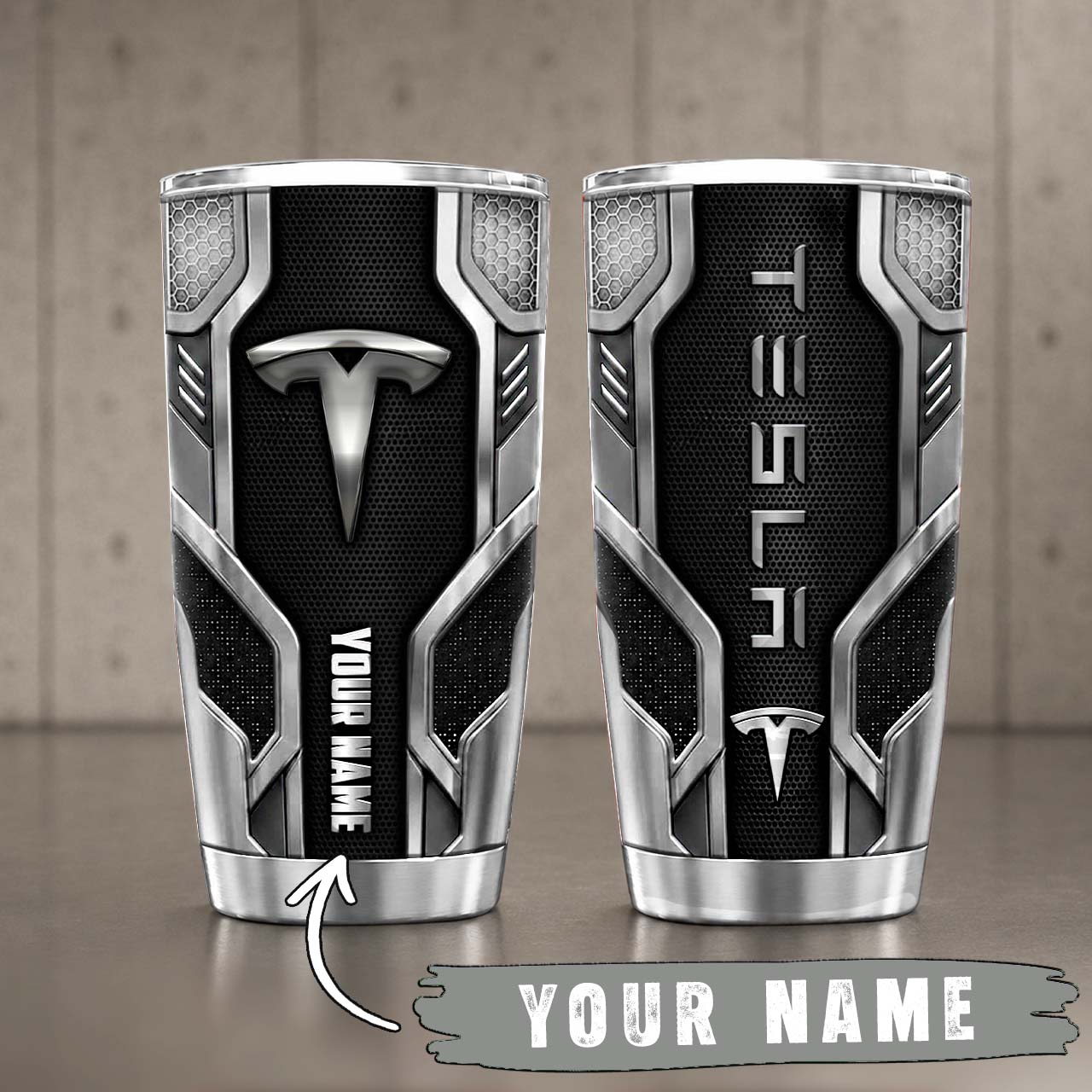 Gobelet Isotherme Tesla 20oz | Mug de Voyage Armure Carbone 3D – Image 6