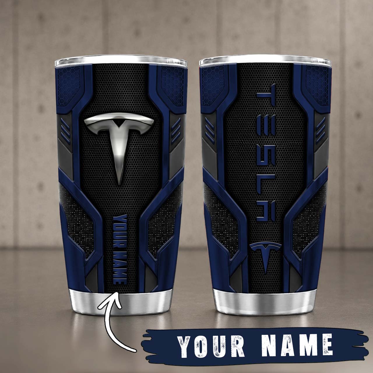 Gobelet Isotherme Tesla 20oz | Mug de Voyage Armure Carbone 3D – Image 5