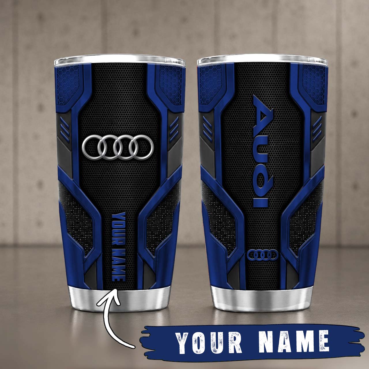 Gobelet Isotherme Audi 20oz | Mug de Voyage Armure Carbone 3D – Image 8