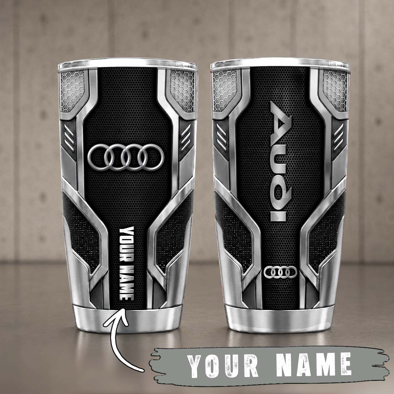 Gobelet Isotherme Audi 20oz | Mug de Voyage Armure Carbone 3D – Image 6