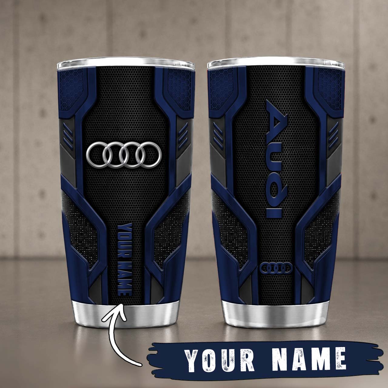 Gobelet Isotherme Audi 20oz | Mug de Voyage Armure Carbone 3D – Image 5