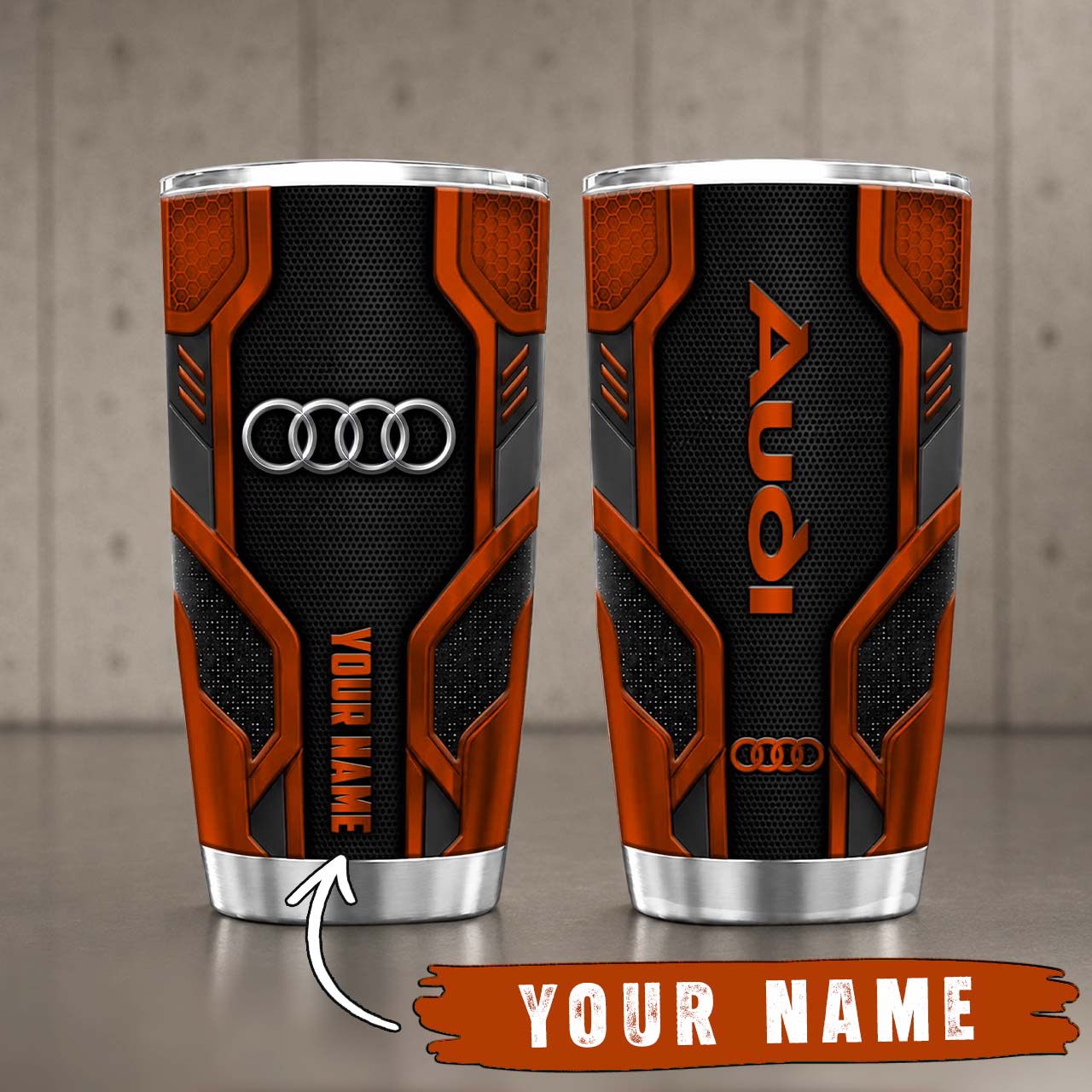 Gobelet Isotherme Audi 20oz | Mug de Voyage Armure Carbone 3D – Image 4