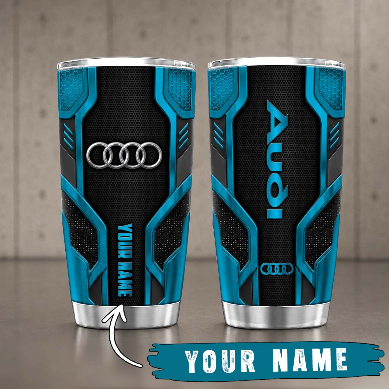 Gobelet Isotherme Audi 20oz | Mug de Voyage Armure Carbone 3D – Image 3