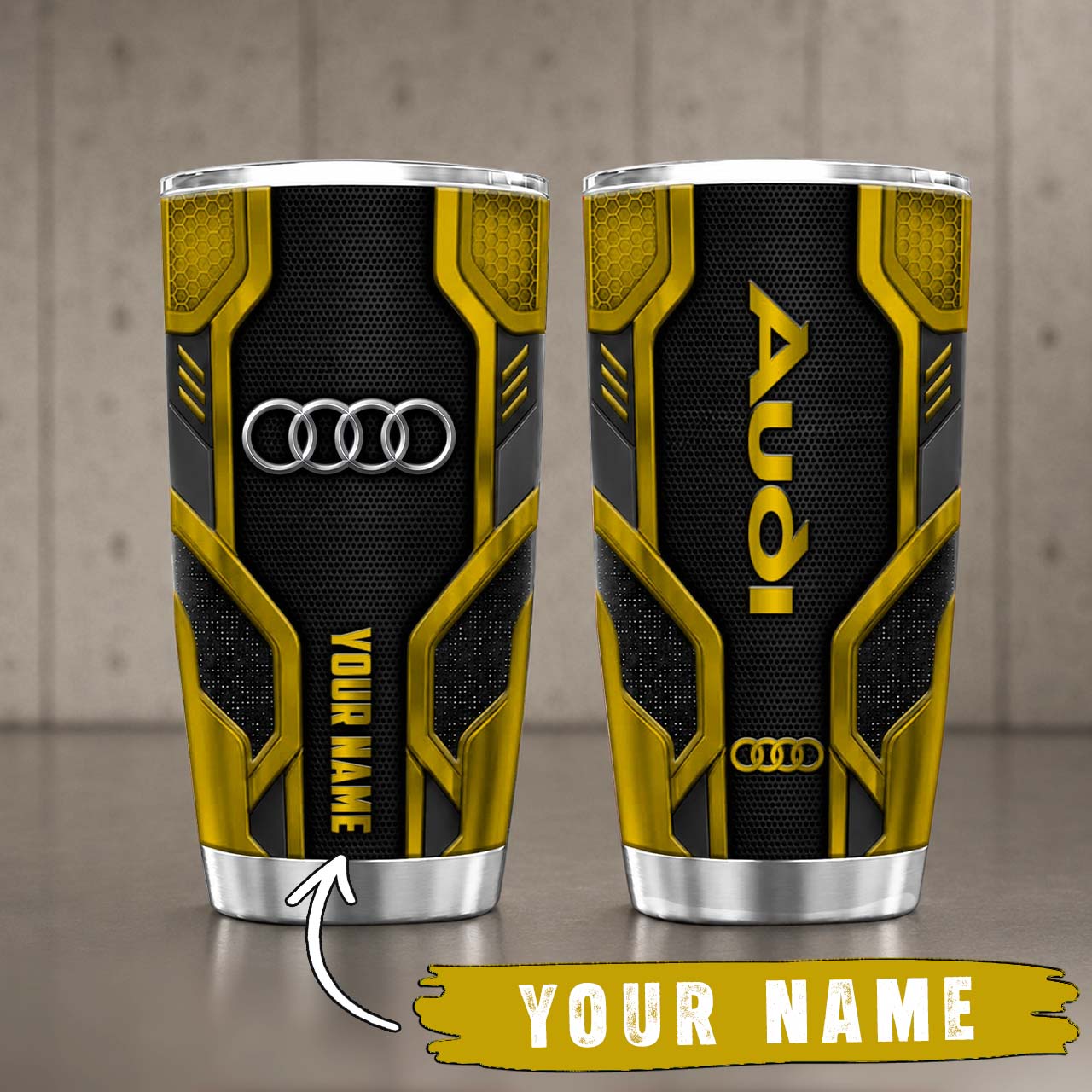 Gobelet Isotherme Audi 20oz | Mug de Voyage Armure Carbone 3D – Image 2