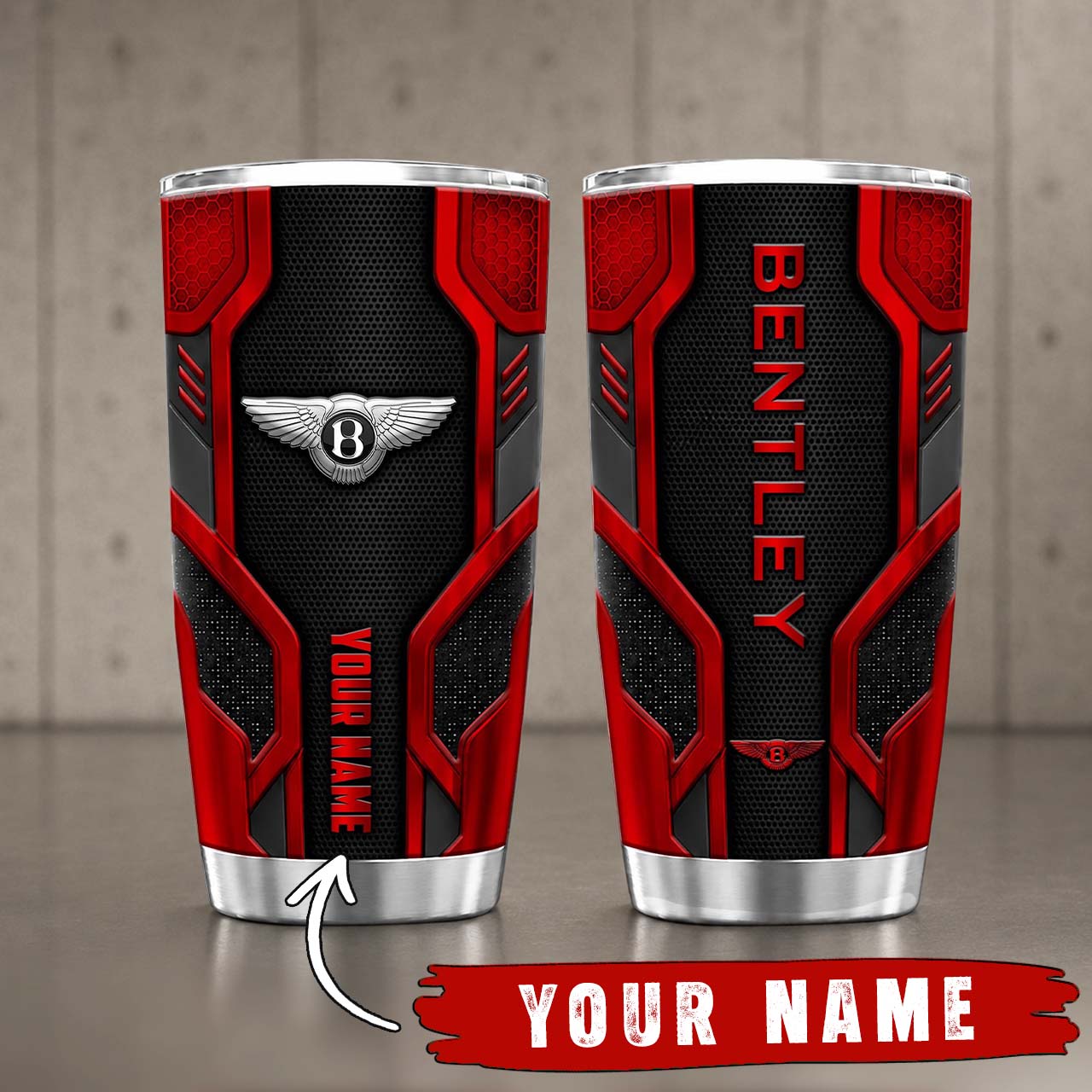 Gobelet Isotherme Bentley 20oz | Mug de Voyage Armure Carbone 3D