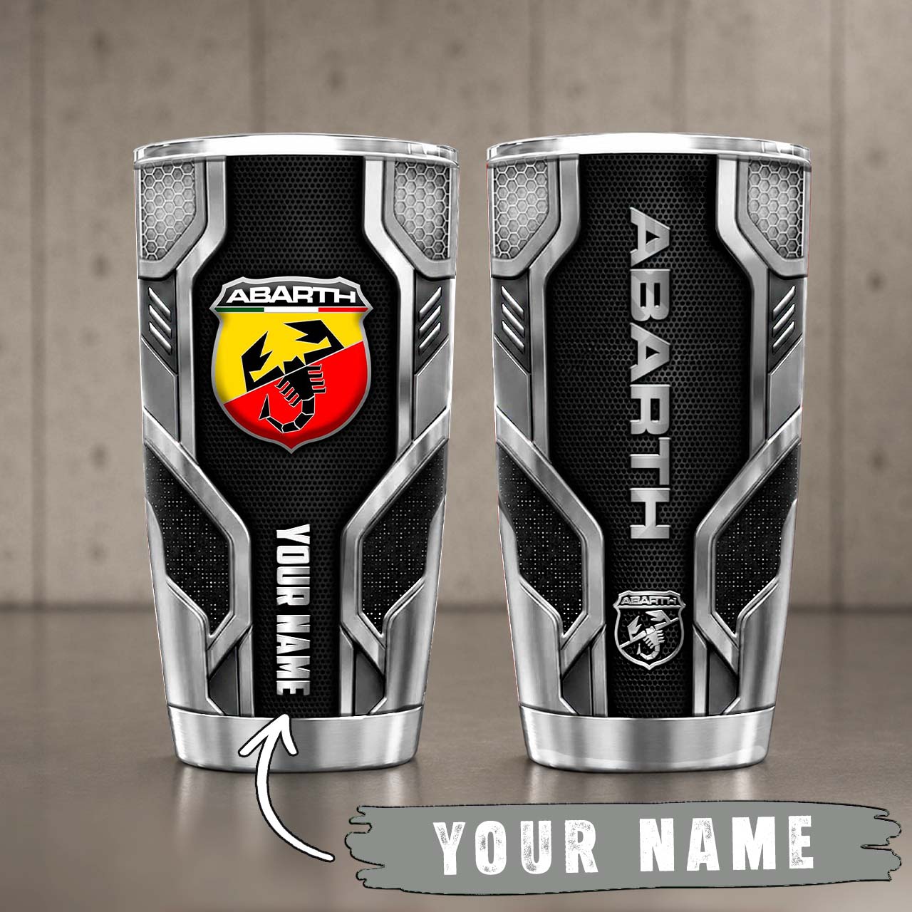 Gobelet Isotherme Abarth 20oz | Mug de Voyage Armure Carbone 3D – Image 6