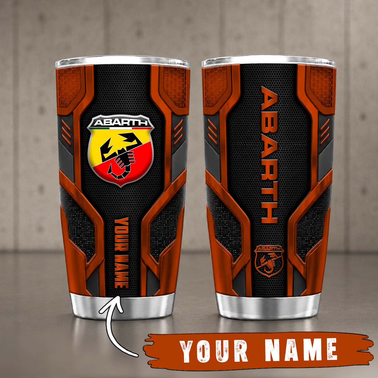Gobelet Isotherme Abarth 20oz | Mug de Voyage Armure Carbone 3D – Image 4