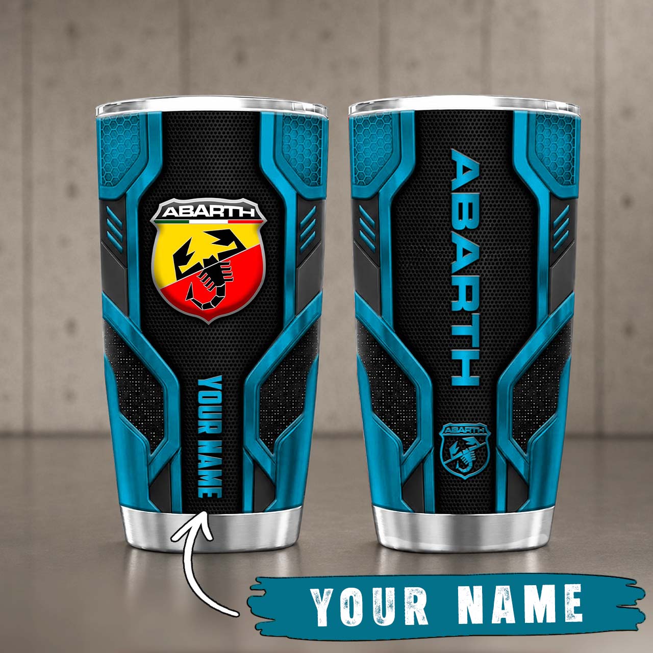 Gobelet Isotherme Abarth 20oz | Mug de Voyage Armure Carbone 3D – Image 3