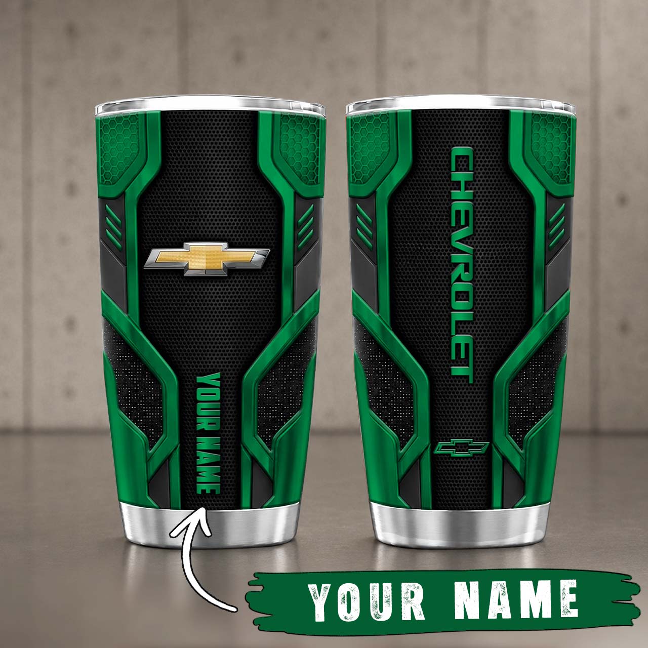 Gobelet Isotherme Chevrolet 20oz | Mug de Voyage Armure Carbone 3D – Image 7