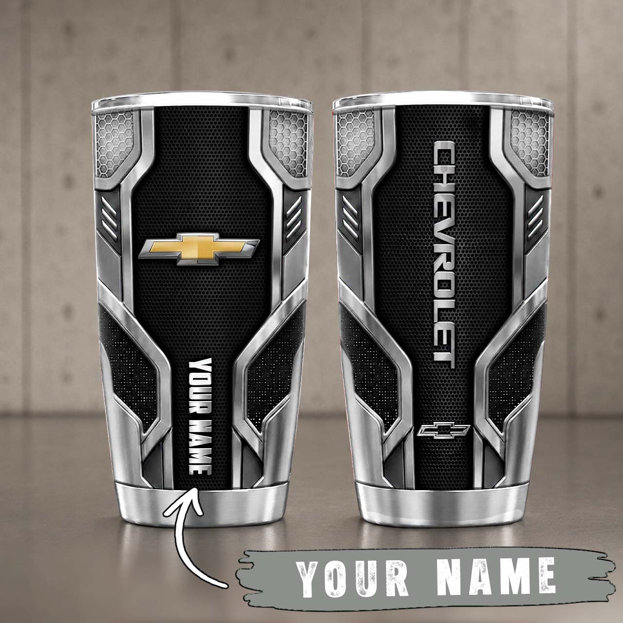 Gobelet Isotherme Chevrolet 20oz | Mug de Voyage Armure Carbone 3D – Image 6