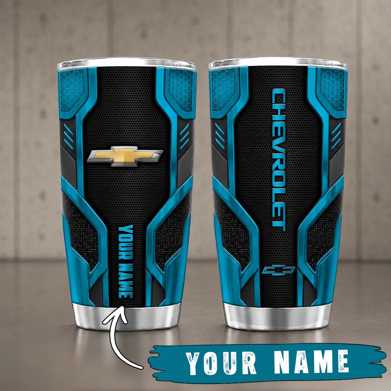 Gobelet Isotherme Chevrolet 20oz | Mug de Voyage Armure Carbone 3D – Image 3