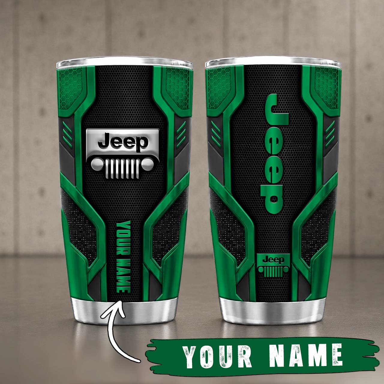 Gobelet Isotherme Jeep 20oz | Mug de Voyage Armure Carbone 3D – Image 7