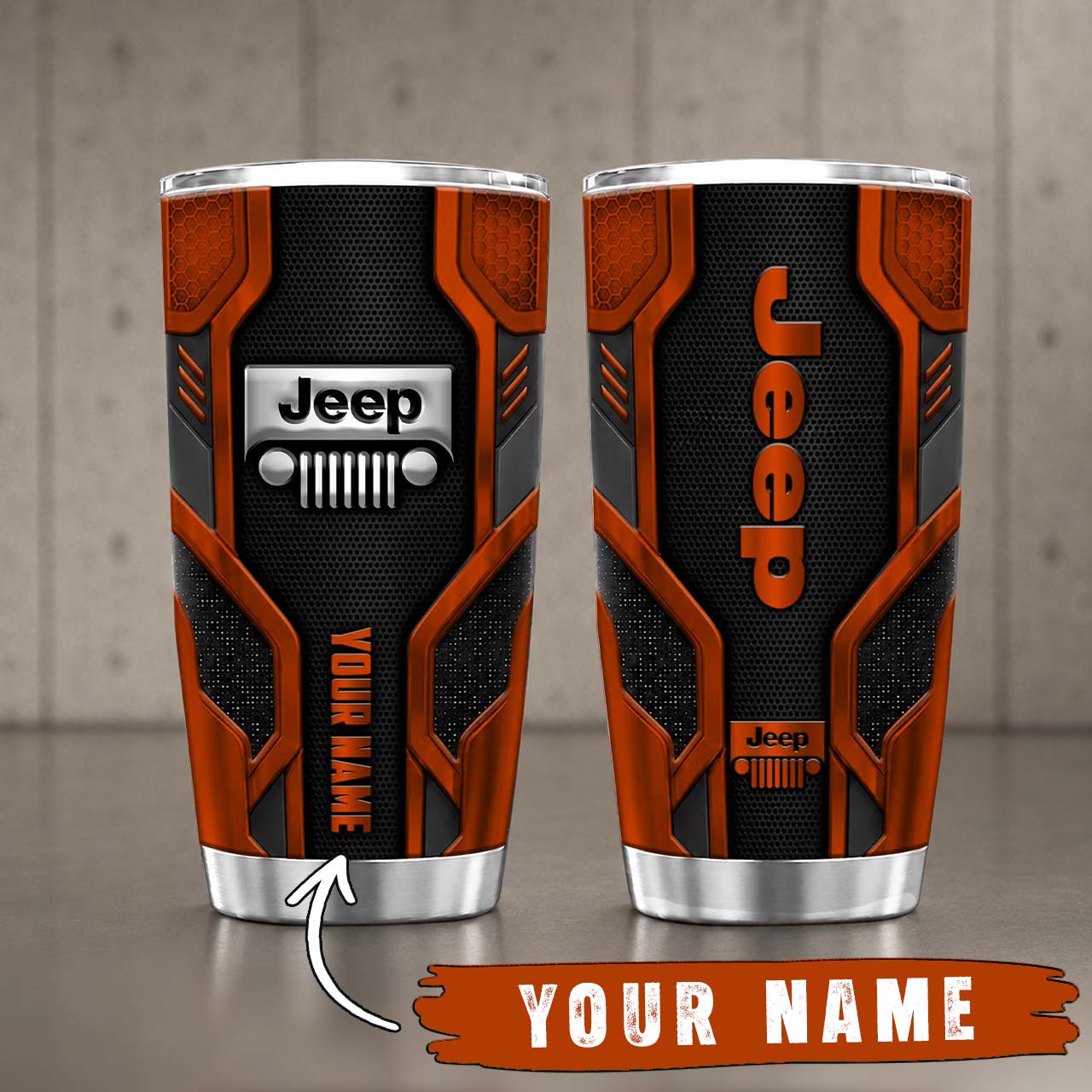 Gobelet Isotherme Jeep 20oz | Mug de Voyage Armure Carbone 3D – Image 4
