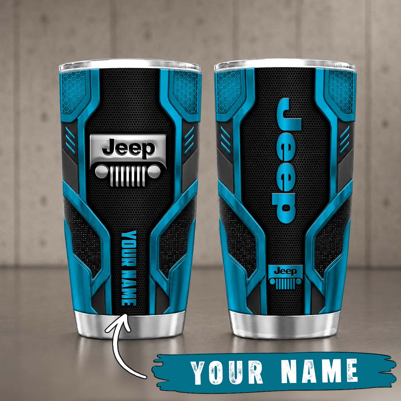 Gobelet Isotherme Jeep 20oz | Mug de Voyage Armure Carbone 3D – Image 3