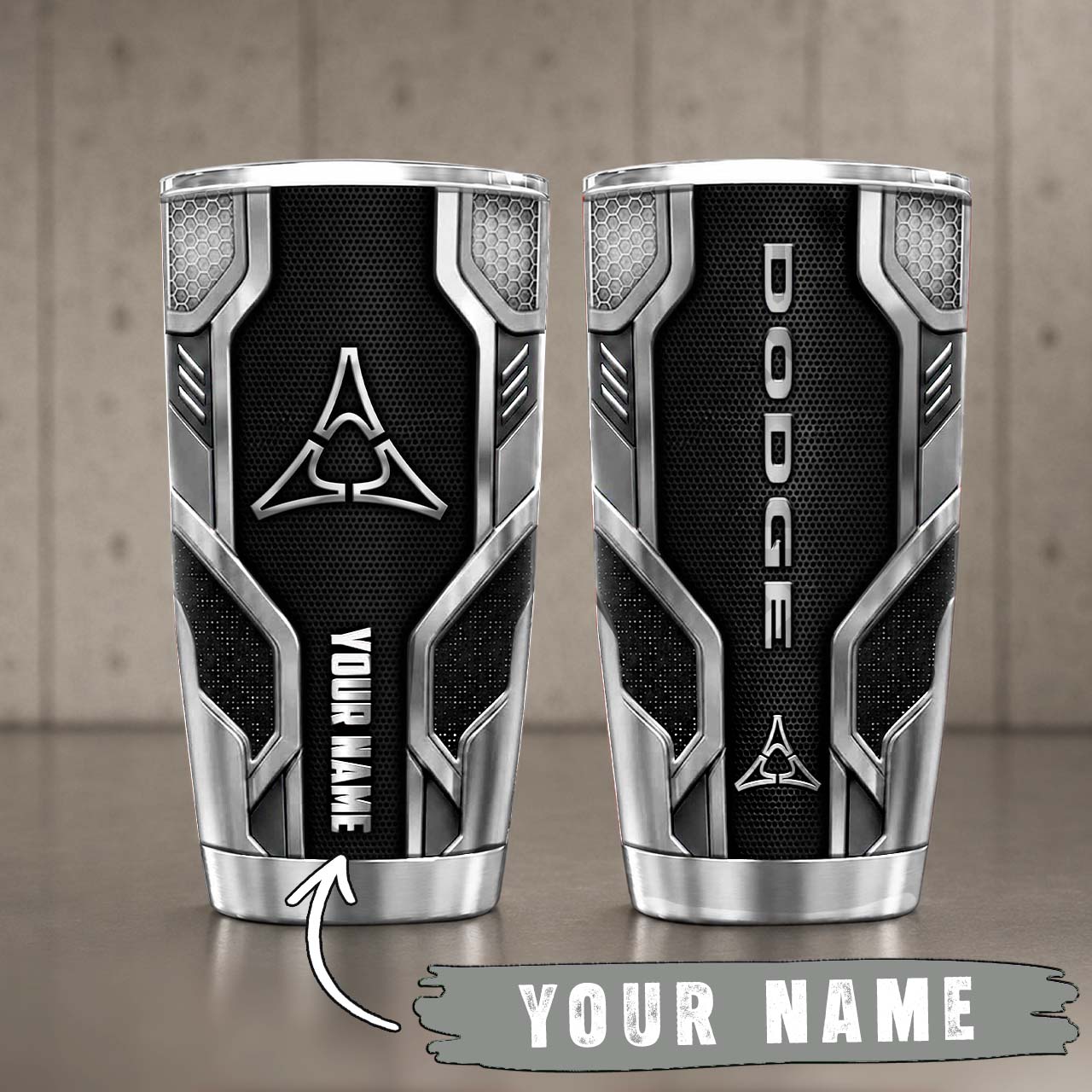 Gobelet Isotherme Dodge 20oz | Mug de Voyage Armure Carbone 3D – Image 6
