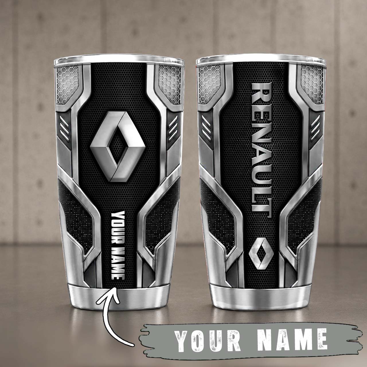 Gobelet Isotherme Renault Car 20oz | Mug de Voyage Armure Carbone 3D – Image 6